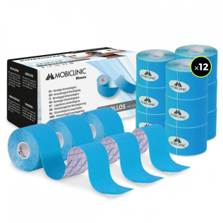 Confezione Kinesiotape | Bendaggio neuromuscolare | 12pz | 5cm X 5 mt | Mobitape | Mobiclinic