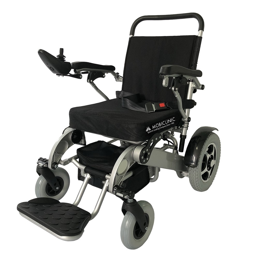 Beneden afronden wassen Calligrapher Opvouwbare elektrische rolstoel | 34 km | Aluminium | 24V Licht gewicht |  Veilig en comfortabel | Troya | Mobiclinic