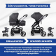 2-in-1 kinderwagen |Ultracompact opvouwbaar |Enkele hendel |5-puntsgordel |Afneembare stang |Max. 22kg |Grijs |Nuit |Mobiclinic - Foto 2