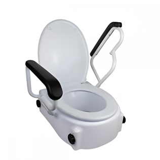 Alteador de sanita | com tampa | 17 cm | Ajustável | Inclinável | Apoios de braços dobráveis | Branco | Tajo | Mobiclinic