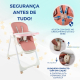 Cadeira alta com rodas | Evolutiva | Regulável em altura | Dobrável | Tabuleiro amovível | Rosa | Simba | Mobiclinic - Foto 5