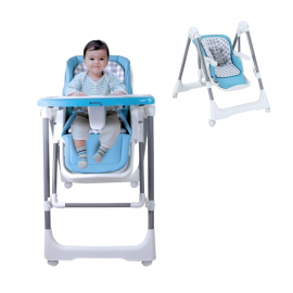 Cadeira alta e baloiço | Dobrável | Rodas e bandeja | Capacidade máx 15kg | 6-36 meses | Ajustável | Azul | Nala | Mobiclinic