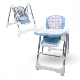 Cadeira alta e baloiço | Dobrável | Rodas e bandeja | Capacidade máx 15kg | 6-36 meses | Ajustável | Azul | Nala | Mobiclinic