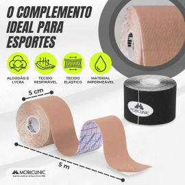 Pack de 2 Kinesiotape | Preto e Bege | Venda neuromuscular | 5mx5cm | Mobitape | Impermeável | Mobiclinic