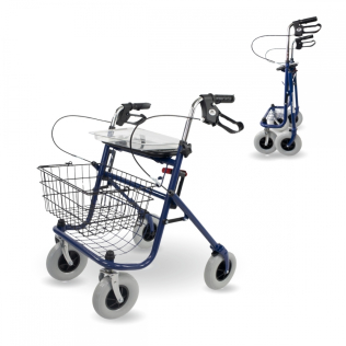 Vikbar walker | Bromshandtag | säte | 4 Wheel | Shopping | blue | Victoria | Mobiclinic